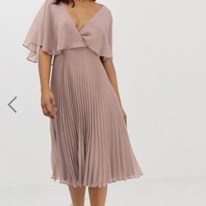 Asos Flutter-Sleeve Midi Dress with Pleat Skirt